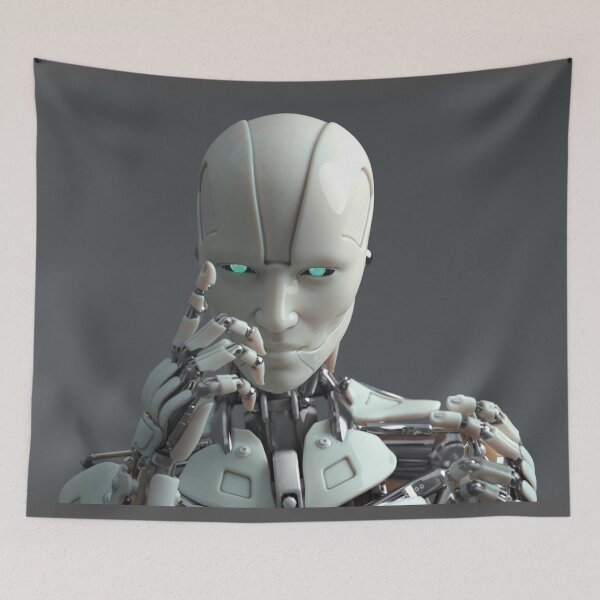 Item preview, robot warning designed and sold by Mike Kiev art.