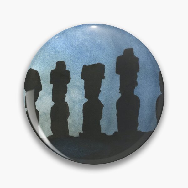 Item preview, Watercolor painting Moai statues Easter Island art. designed and sold by rfoxphoto.