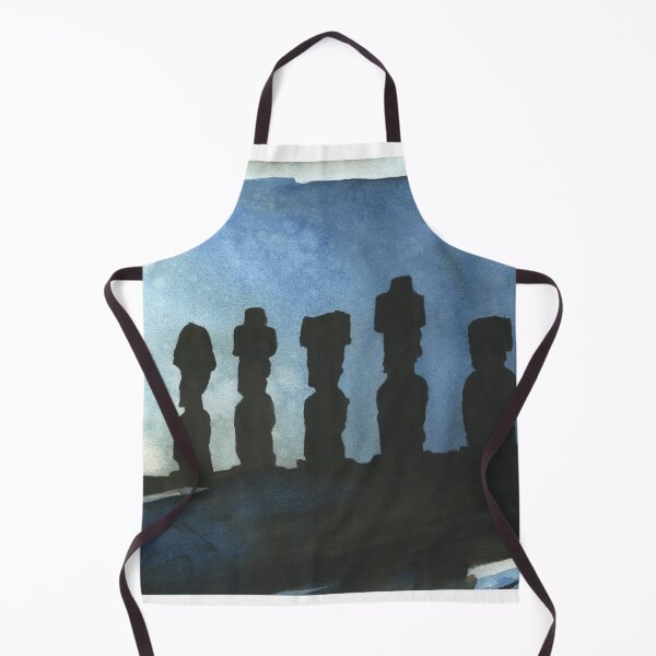 Item preview, Watercolor painting Moai statues Easter Island art. designed and sold by rfoxphoto.