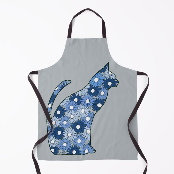 Item preview, Cat filled with blue flowers pattern designed and sold by Diane Hunter Art.