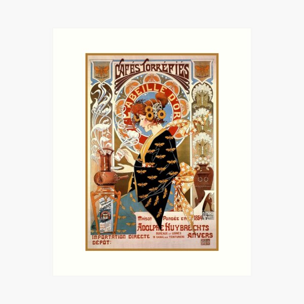 Cafés torréfiés Labeille dor. French art nouveau poster Art Print