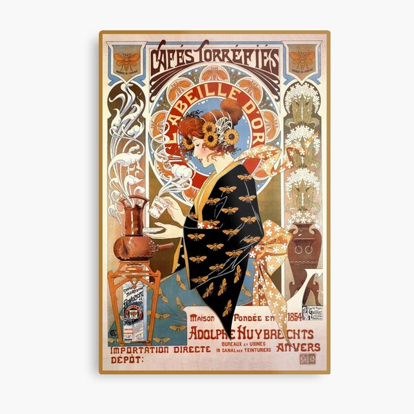 Cafés torréfiés Labeille dor. French art nouveau poster Metal Print