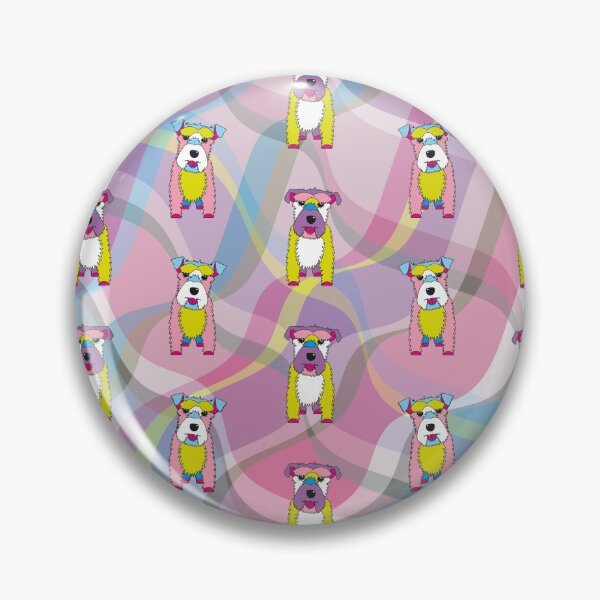 Item preview, Schnauzer Dogs and Waves No.1 Pink-Lemon-Blue-Lavender designed and sold by SterreStudio.