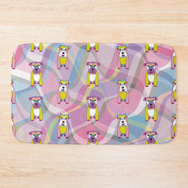 Item preview, Schnauzer Dogs and Waves No.1 Pink-Lemon-Blue-Lavender designed and sold by SterreStudio.
