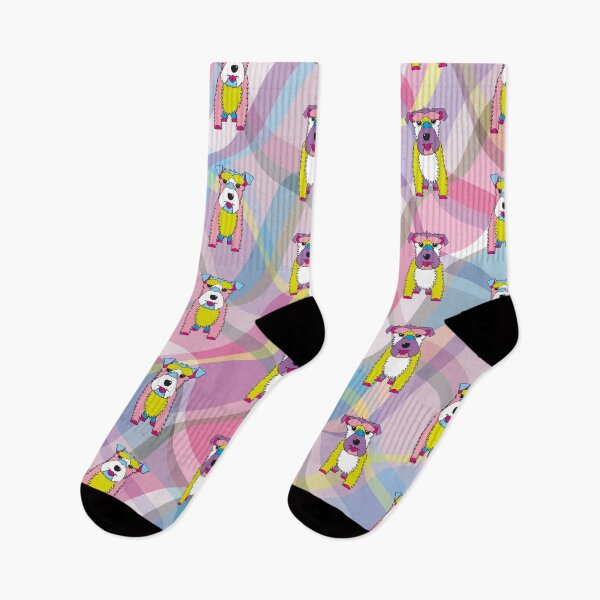 Item preview, Schnauzer Dogs and Waves No.1 Pink-Lemon-Blue-Lavender designed and sold by SterreStudio.