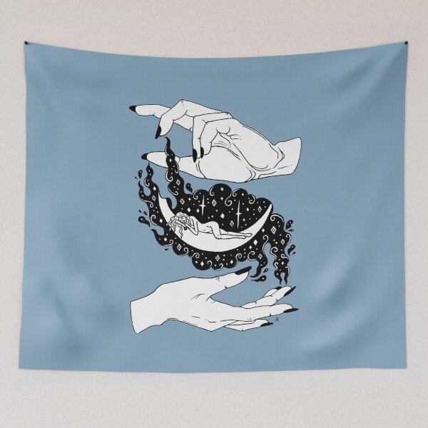 Item preview, Dream of a Moon Goddess. Magician Hands. Drawing Illustration designed and sold by Alika's  Garden.