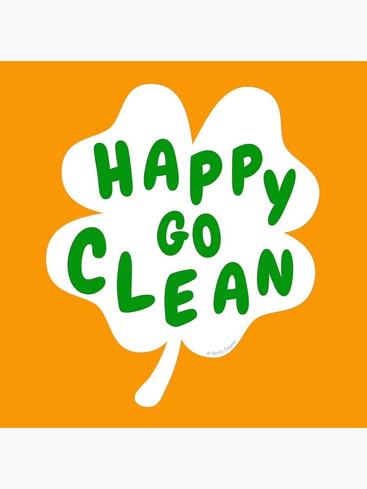 Thumbnail 5 of 5, Coasters (Set of 4), Happy Go Clean Funny St. Patrick's Day Clover Leaf Housekeeping Lady Gifts designed and sold by SavvyCleaner.