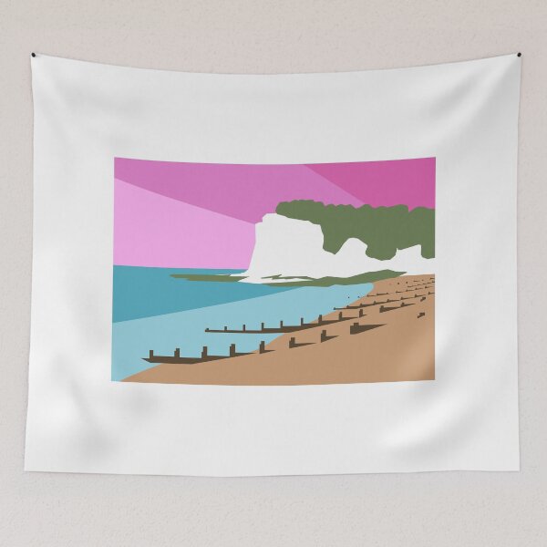 Item preview, St Margaret’s Bay Beach and White Cliffs, Dover, Kent, Pink Sunset designed and sold by OneThreeSix.
