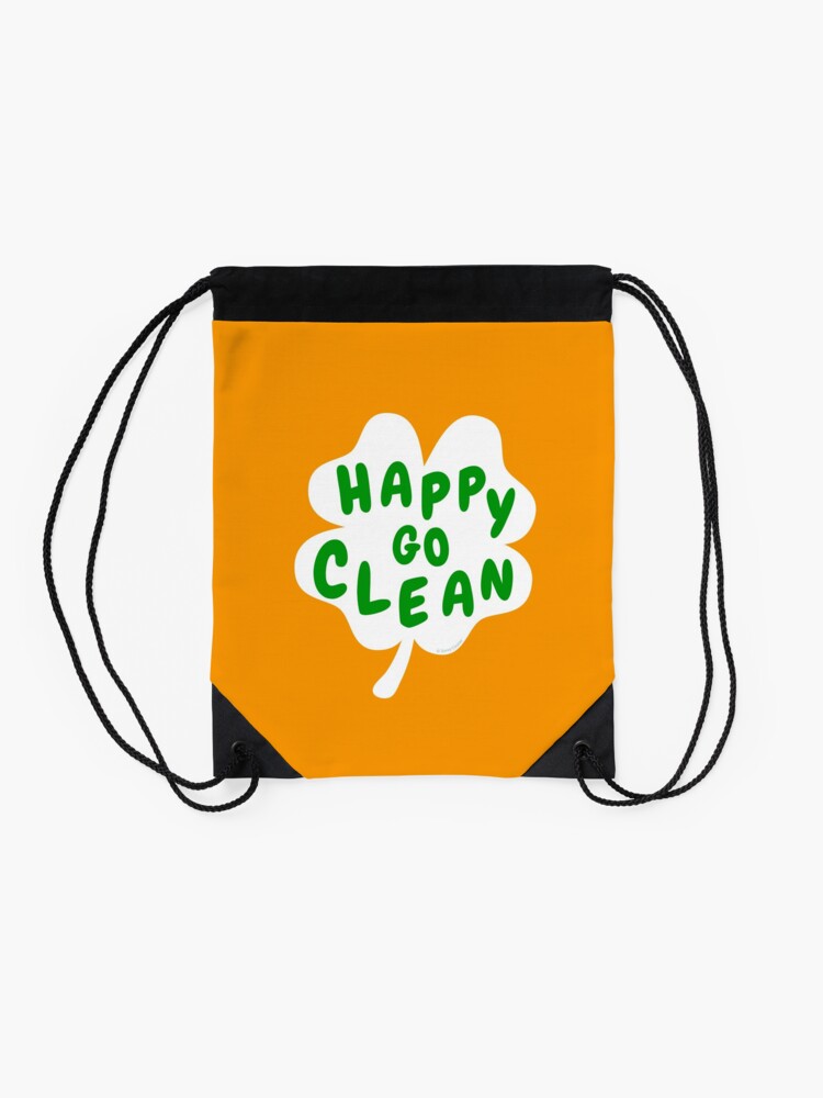 Thumbnail 2 of 3, Drawstring Bag, Happy Go Clean Funny St. Patrick's Day Clover Leaf Housekeeping Lady Gifts designed and sold by SavvyCleaner.