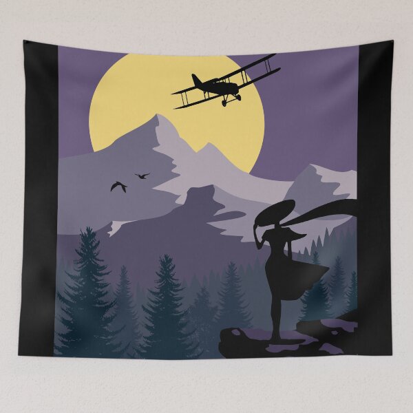 Item preview, Mountain Moon Plane & Woman Silhouette designed and sold by STUDIO-72.