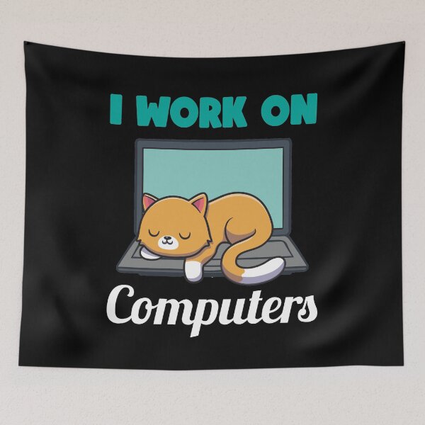 Item preview, Computer home office with cat programmer IT computer scientist designed and sold by Lenny Stahl.
