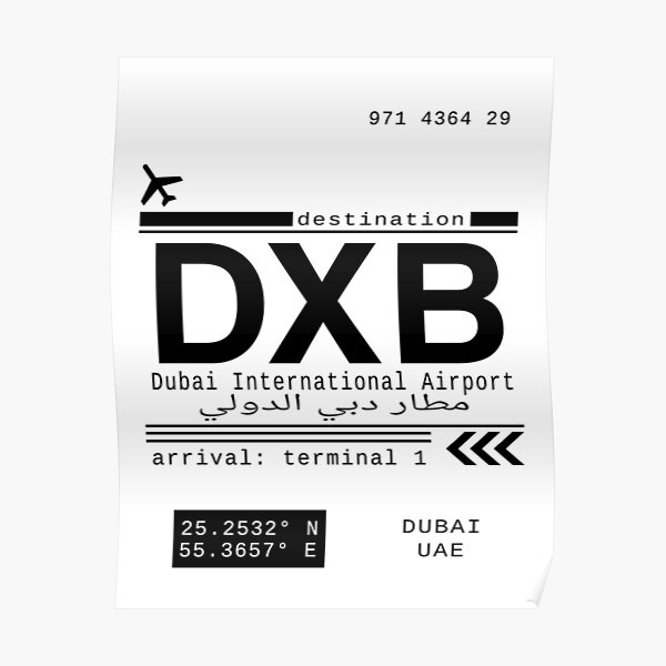 DXB Dubai International Airport Call Letters Poster