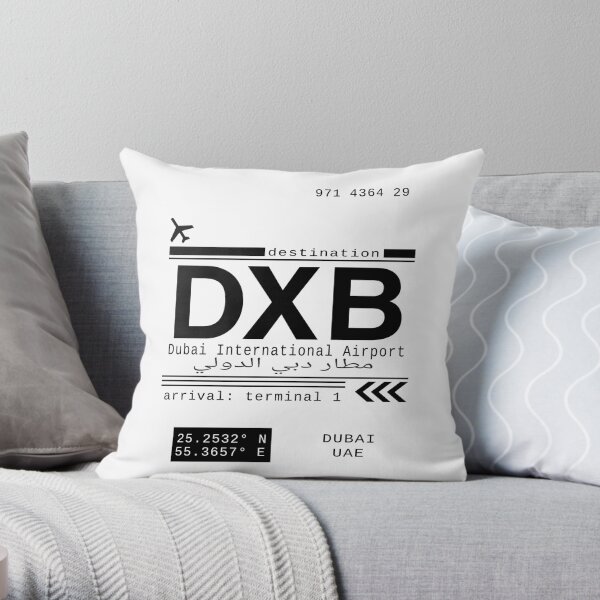 DXB Dubai International Airport Call Letters Throw Pillow