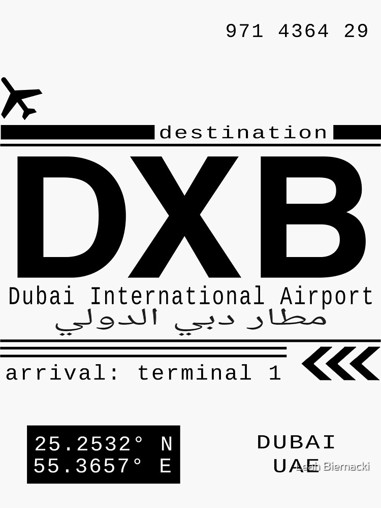 "DXB Dubai International Airport Call Letters" Sticker for Sale by