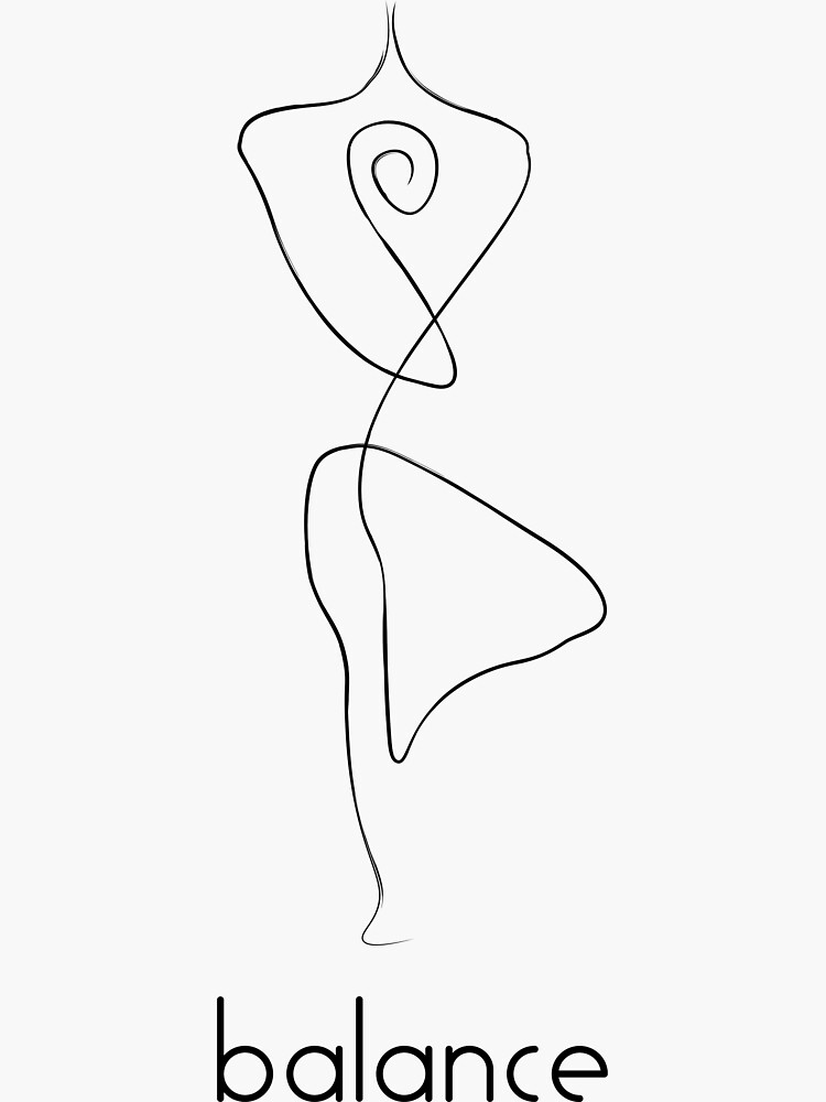 "Black Yoga Custom Line art design balance with text for Yoga Class