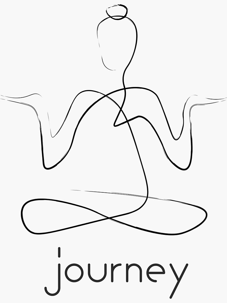 " Black Yoga Custom Line art design journey with text for Yoga Class