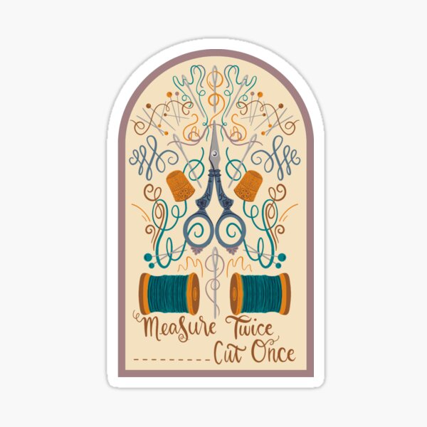 Item preview, Measure twice and cut once - Sewing quote and illustration  designed and sold by NewBranchStudio.