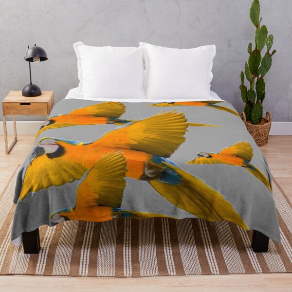 Item preview, BLUE-GOLD FLYING MACAWS, PARROTS GREY ART PATTERNS designed and sold by sharlesart.