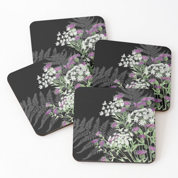 Wild Flowers - Knapweed, Ammi & Bracken Ferns Coasters (Set of 4)