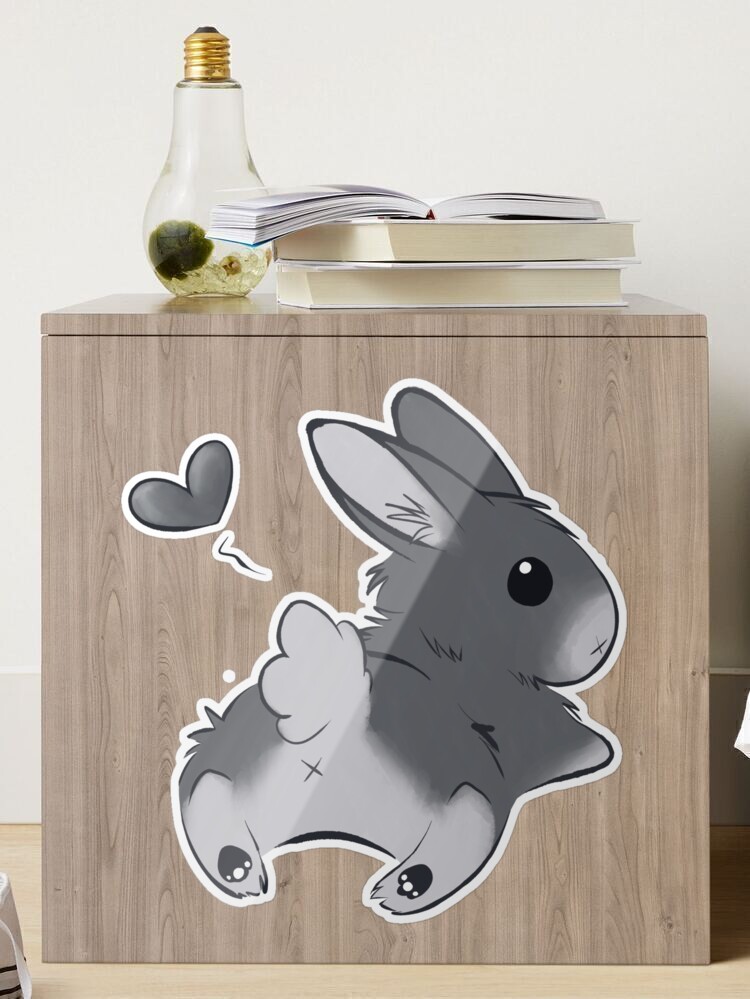 Grey Bunny Butt Sticker for Sale by Space-Ratsuki