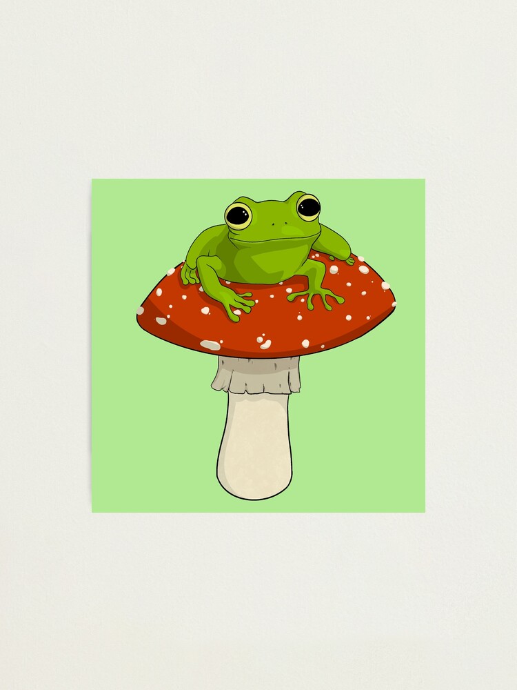 Cute mushrooms with a frog friend Art Board Print for Sale by  Yarafantasyart