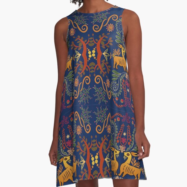 Floral ornamentation A-Line Dress