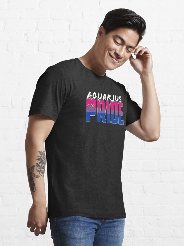 Alternate view of Aquarius Bisexual Pride Flag Zodiac Sign Essential T-Shirt