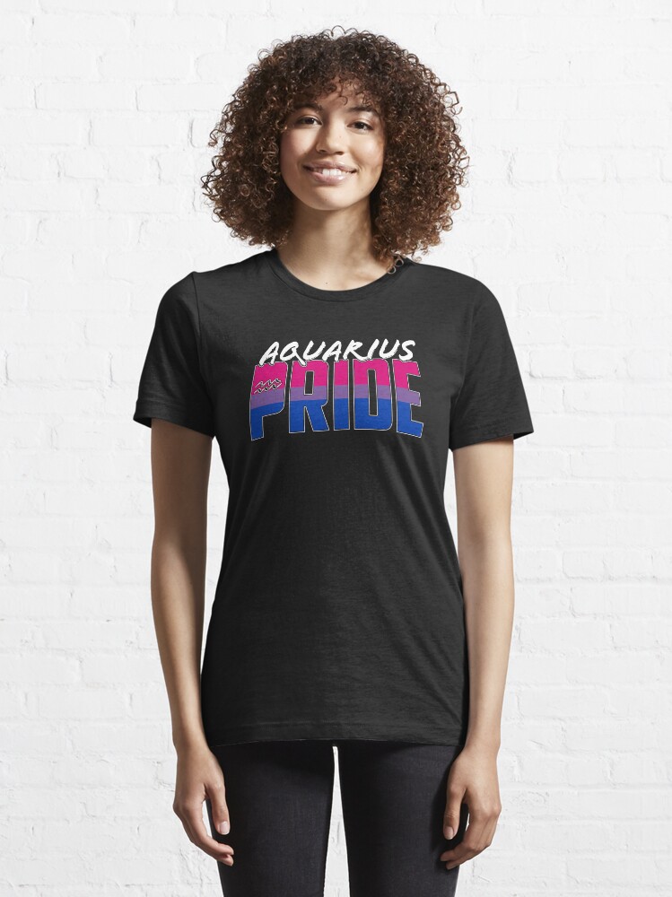Alternate view of Aquarius Bisexual Pride Flag Zodiac Sign Essential T-Shirt