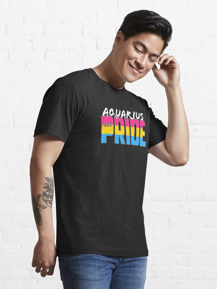 Alternate view of Aquarius Pansexual Pride Flag Zodiac Sign Essential T-Shirt