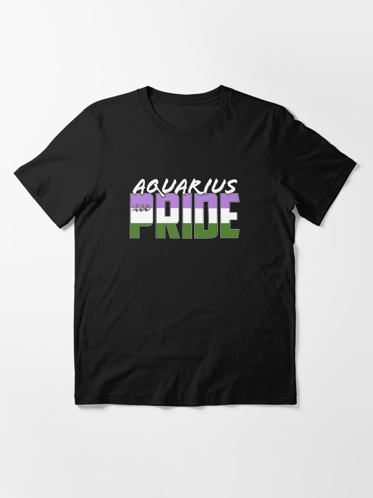 Alternate view of Aquarius Genderqueer Pride Flag Zodiac Sign Essential T-Shirt