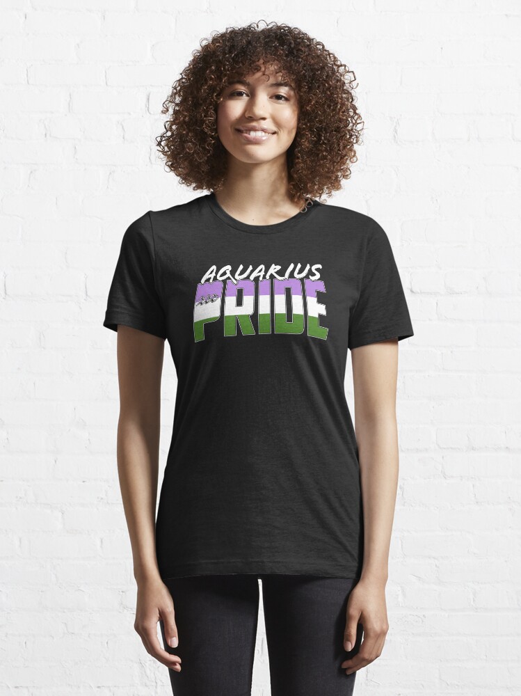 Alternate view of Aquarius Genderqueer Pride Flag Zodiac Sign Essential T-Shirt