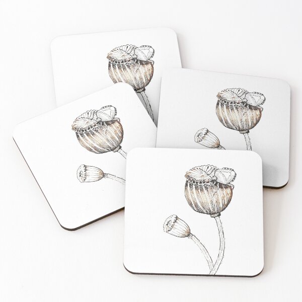 Item preview, Poppy Seeds with Hairy Shieldbug in ink designed and sold by Egle Kristensen.