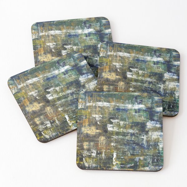 Item preview, Blue Green Navy Yellow White Abstract Expressionist Art Monet Lake Oil Painting designed and sold by Bobbie Whittaker.