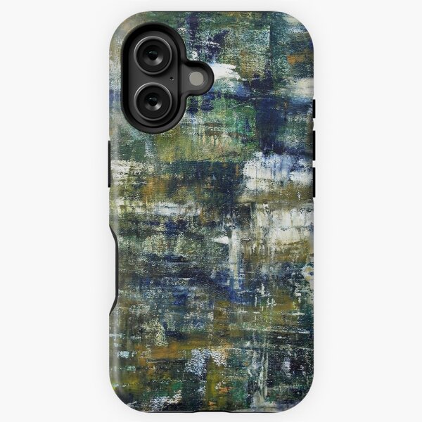 Item preview, Blue Green Navy Yellow White Abstract Expressionist Art Monet Lake Oil Painting designed and sold by Bobbie Whittaker.