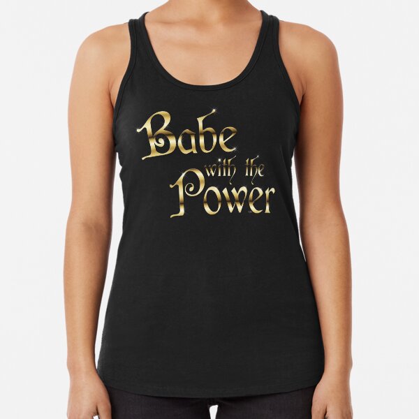 Labyrinth Babe With The Power (black bg) Racerback Tank Top