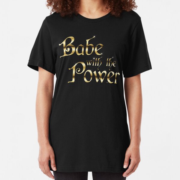 Labyrinth Babe With The Power (black bg) Slim Fit T-Shirt