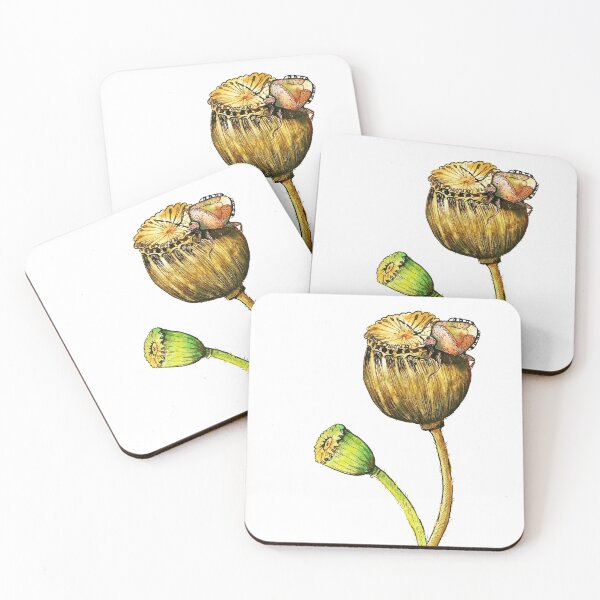 Item preview, Poppy Seeds with Hairy Shieldbug in watercolour designed and sold by Egle Kristensen.