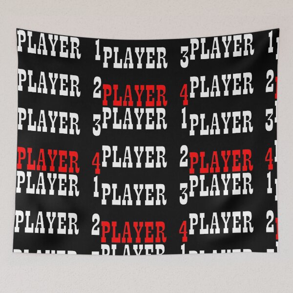 Item preview, Player 4 of Player 4 - Funny multiplayer mode. White and red block typography edition (dark mode) designed and sold by Deegital18.