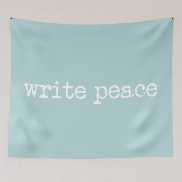 Item preview, write peace in white on sea green designed and sold by TeaRoseWriter.