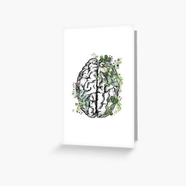 Artikel-Vorschau von Menschliches Gehirn mit grünem Eukalyptus, Aquarell-Stil, designt und verkauft von Collagedream.