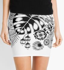 Tropical Leaves and Flowers Mini Skirt