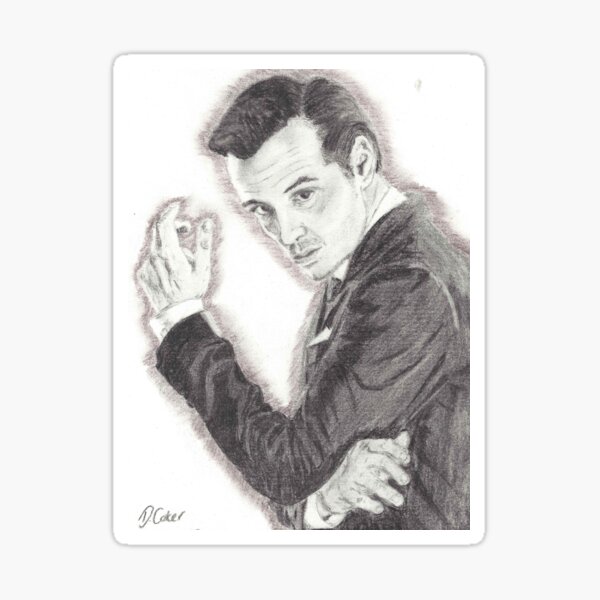 Vista previa del artículo con la obra «Moriarty interpretado por Andrew Scott en Sherlock», diseñado y vendido por Deelectableart.