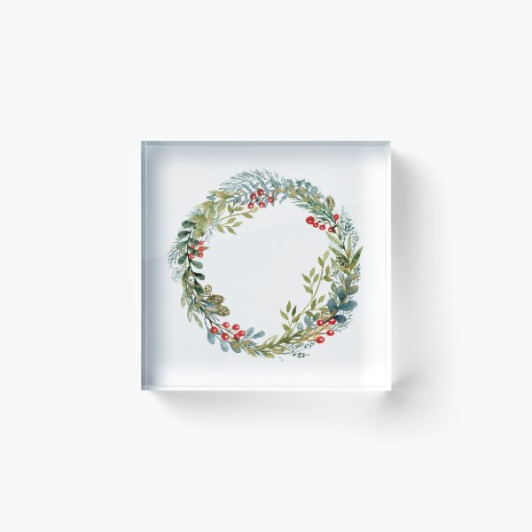 Item preview, Winter Wreath - Watercolor Leaves and Twigs Warm Colors designed and sold by AlicjaCurioseur.