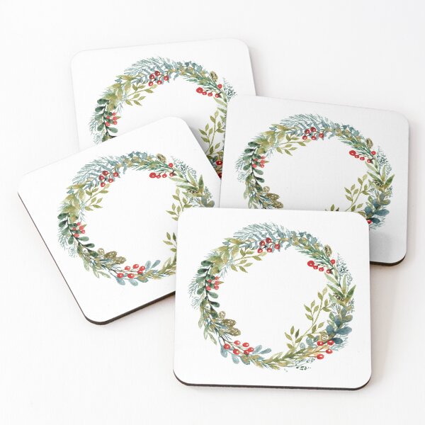 Item preview, Winter Wreath - Watercolor Leaves and Twigs Warm Colors designed and sold by AlicjaCurioseur.