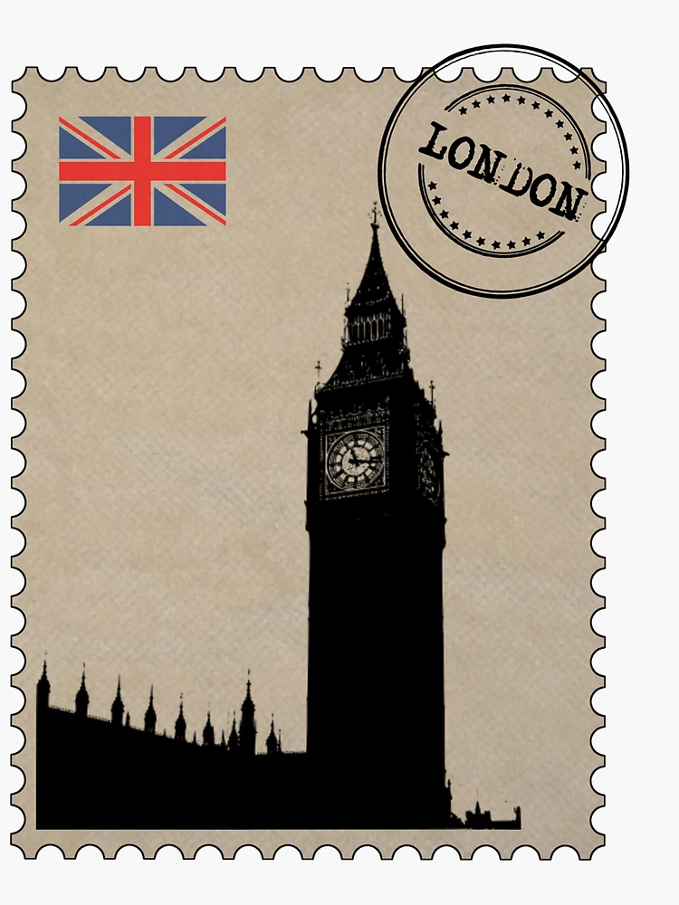 London England Postage Stamp Sticker