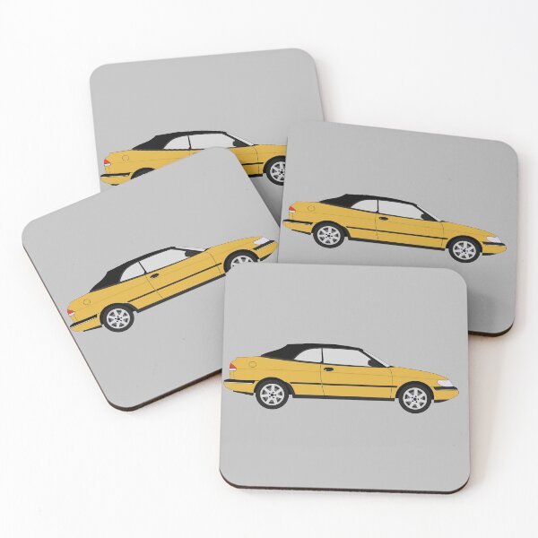 Item preview, Yellow Saab 900 SE Convertible Classic Car designed and sold by RedBubbleBath.