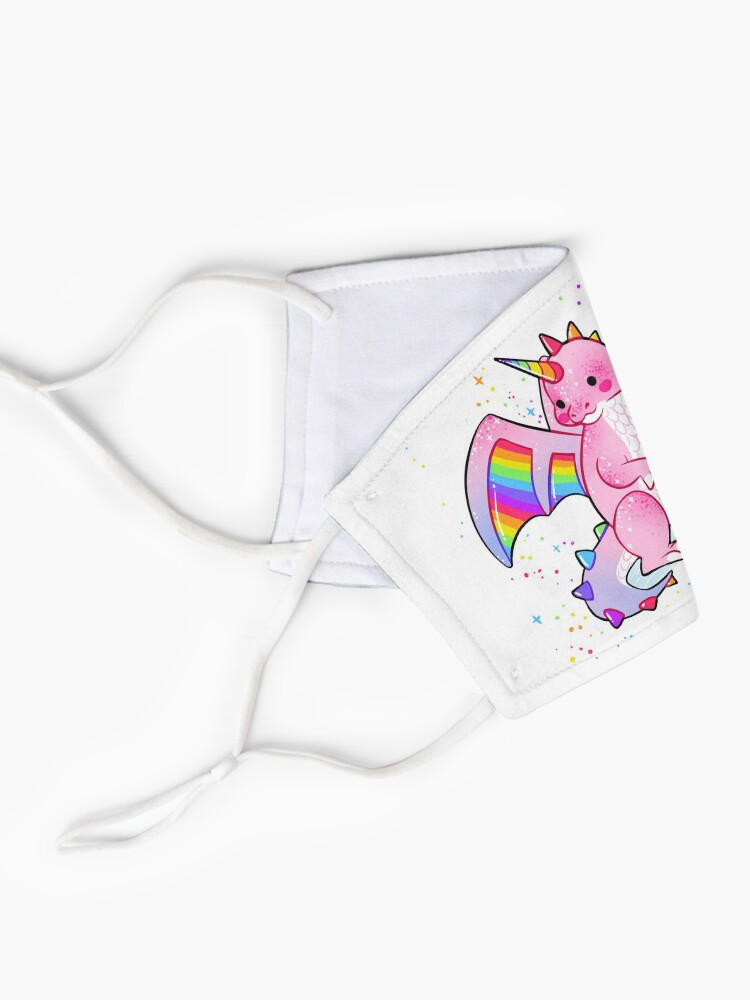Alternate view of "There's no REAL reason to be so hard on yourself" Pink and Rainbow Dragon Mask