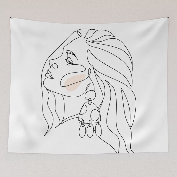 Item preview, Minimal Line Art Woman with Earing Art Print designed and sold by OneLinePrint.