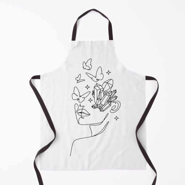 Item preview, Minimal Line Art Woman with Crystals and butterflies Art Print designed and sold by OneLinePrint.