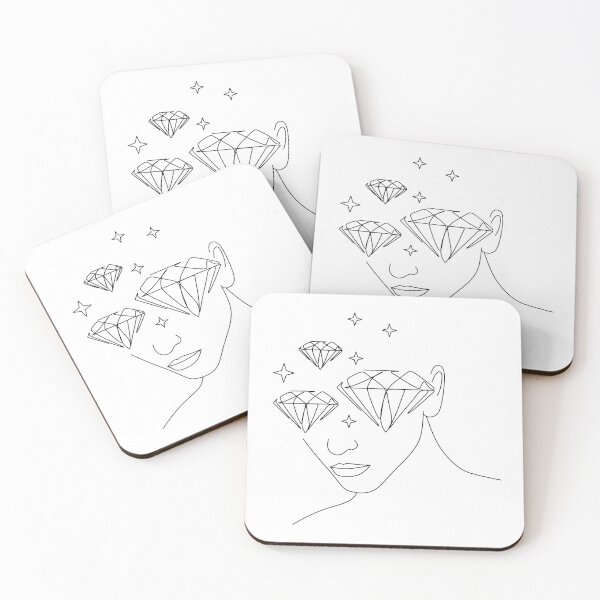 Item preview, Minimal Line Art Woman with Diamonds Art Print designed and sold by OneLinePrint.